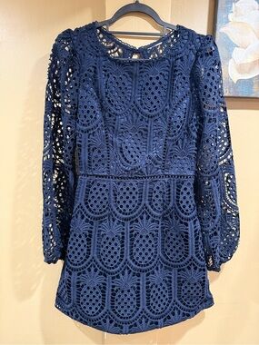 Sage + Paije Navy Long-Sleeve Mini Dress